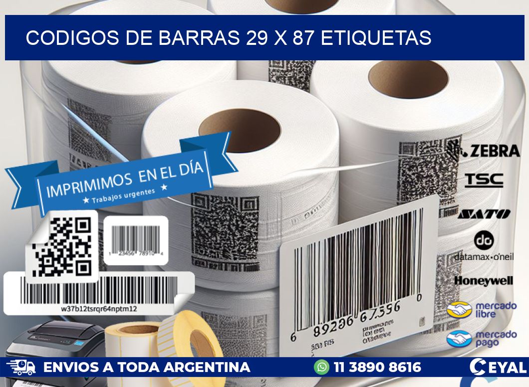 codigos de barras 29 x 87 etiquetas