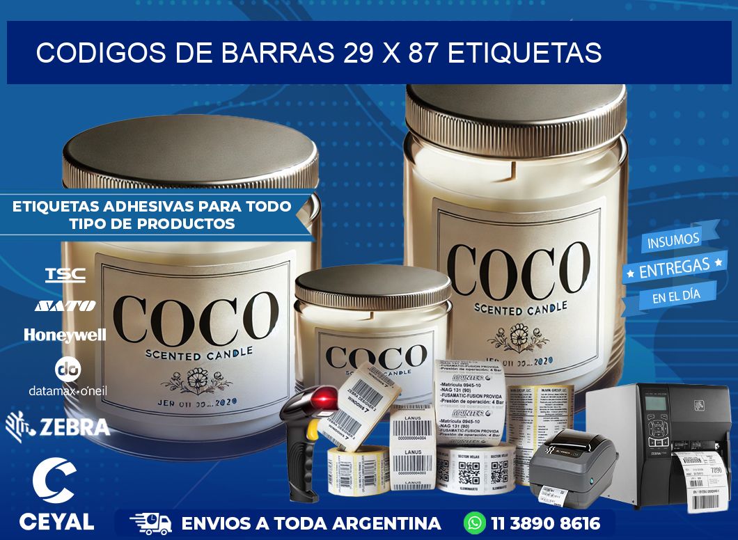 codigos de barras 29 x 87 etiquetas
