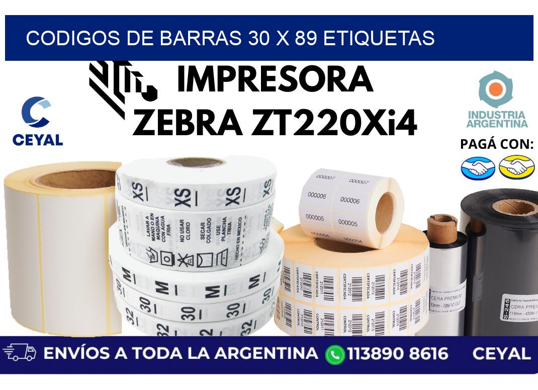 codigos de barras 30 x 89 etiquetas