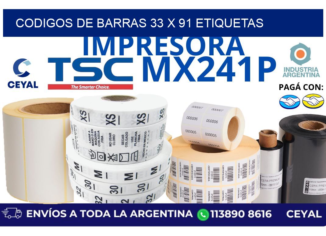 codigos de barras 33 x 91 etiquetas