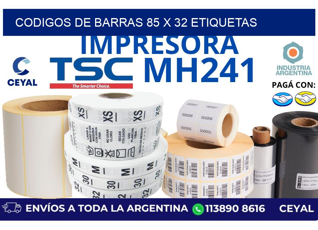 codigos de barras 85 x 32 etiquetas