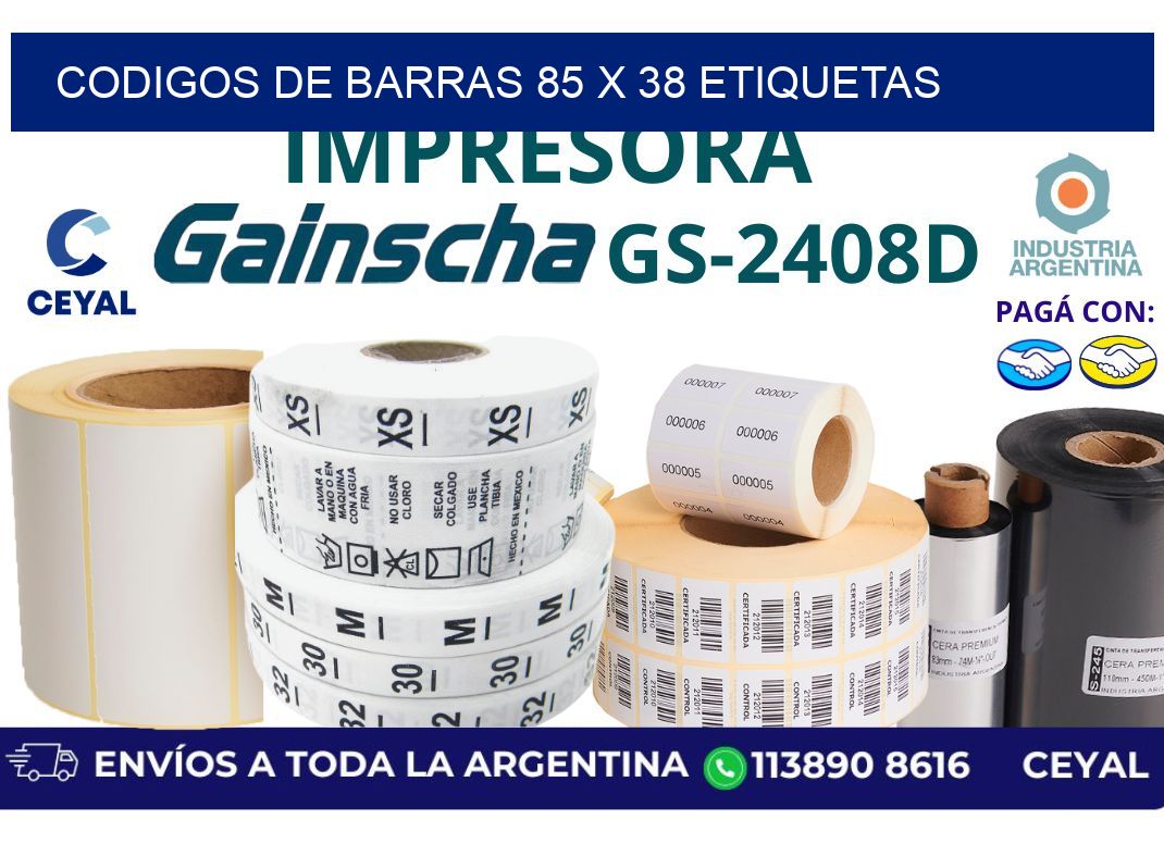 codigos de barras 85 x 38 etiquetas