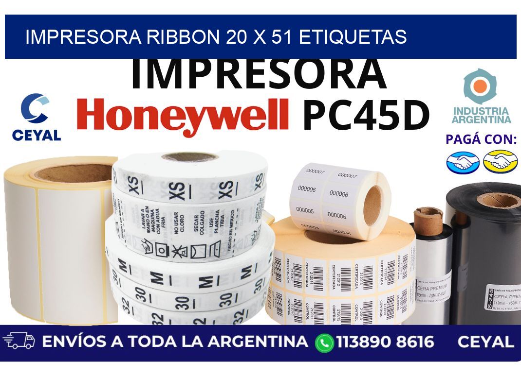 impresora ribbon 20 x 51 etiquetas