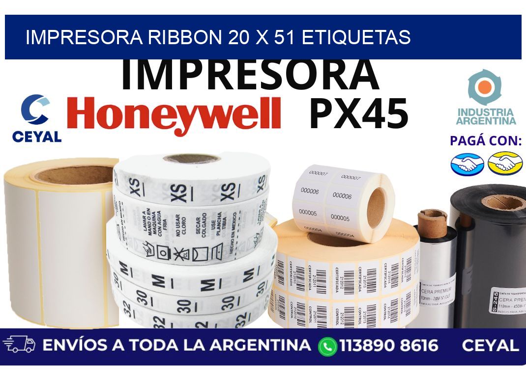 impresora ribbon 20 x 51 etiquetas