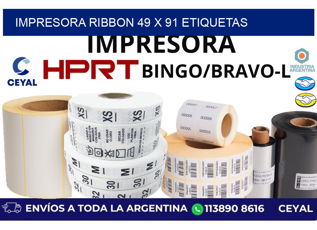impresora ribbon 49 x 91 etiquetas