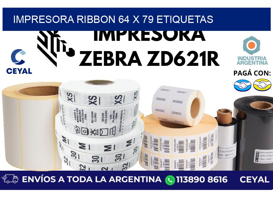 impresora ribbon 64 x 79 etiquetas
