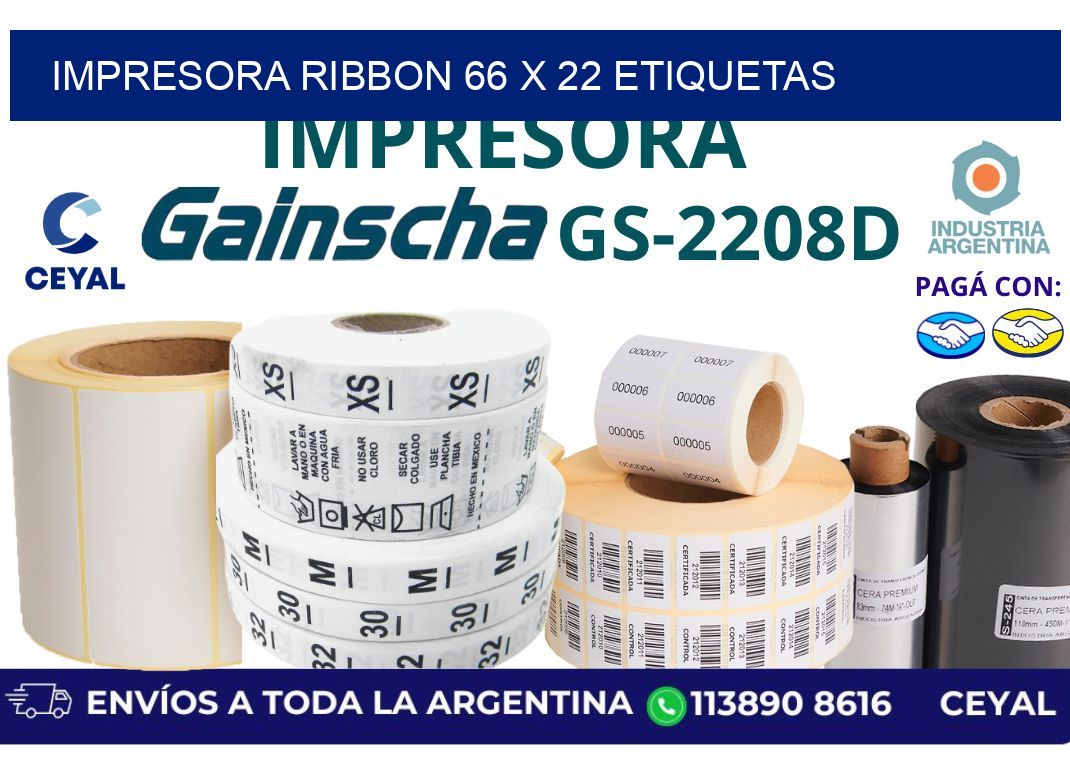 impresora ribbon 66 x 22 etiquetas