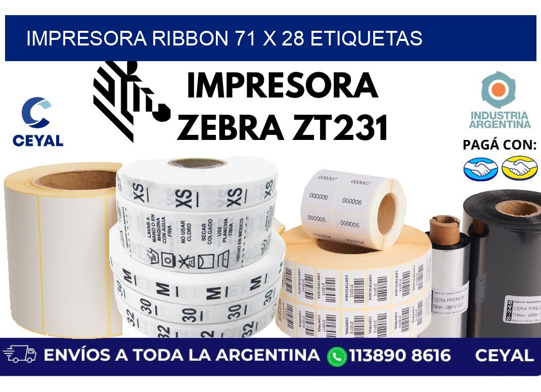 impresora ribbon 71 x 28 etiquetas