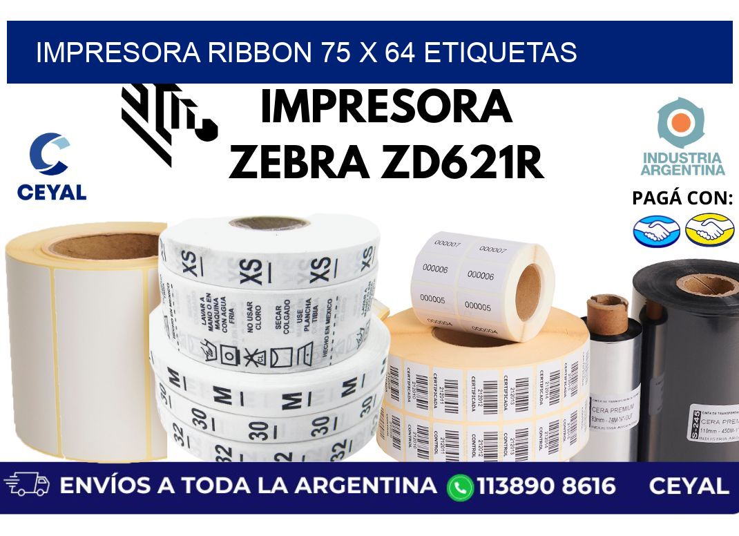 impresora ribbon 75 x 64 etiquetas