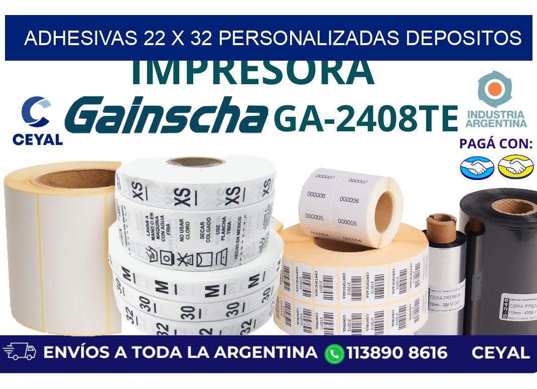 adhesivas 22 x 32 personalizadas depositos