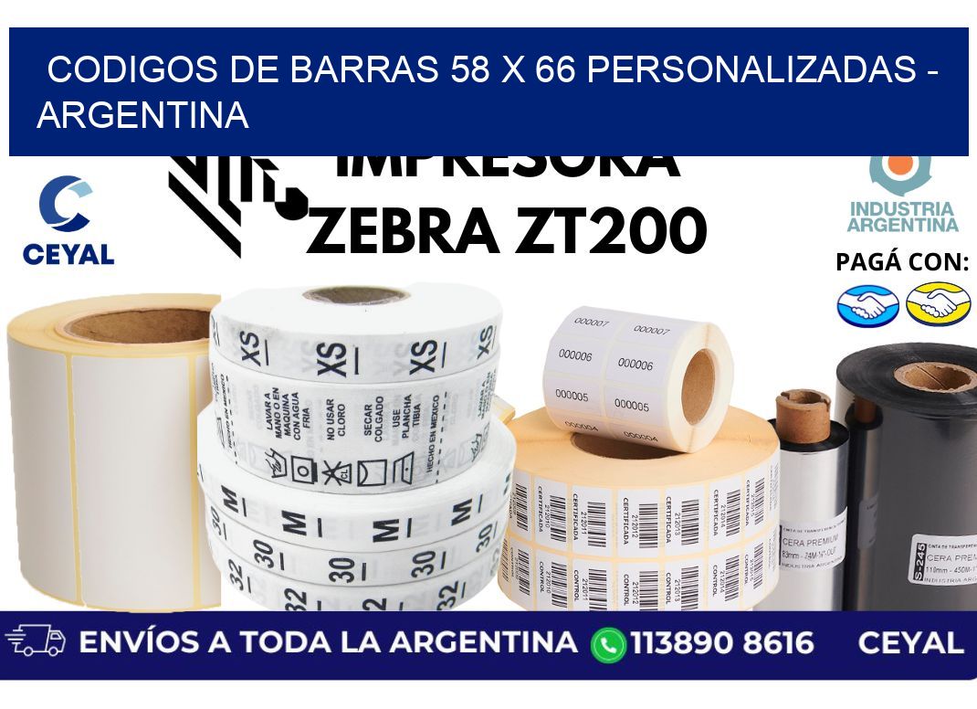 codigos de barras 58 x 66 personalizadas - Argentina