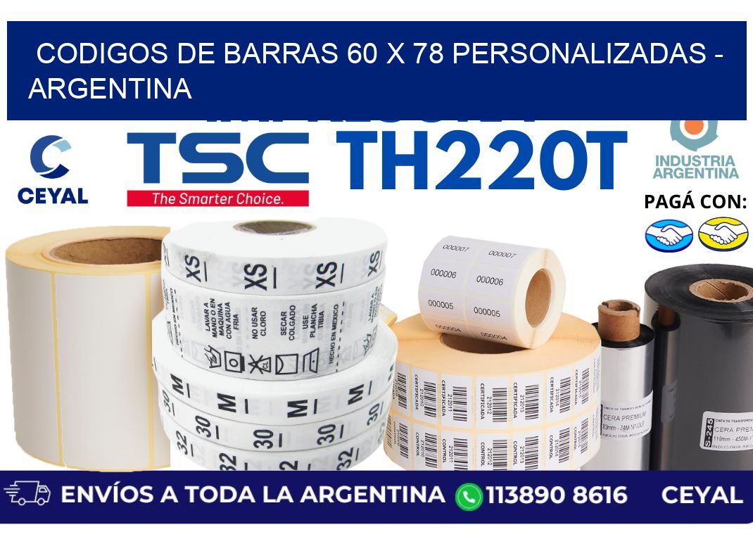 codigos de barras 60 x 78 personalizadas - Argentina