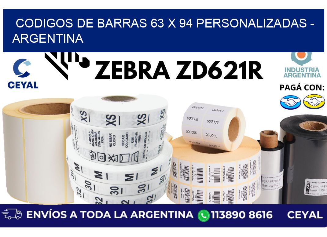 codigos de barras 63 x 94 personalizadas - Argentina