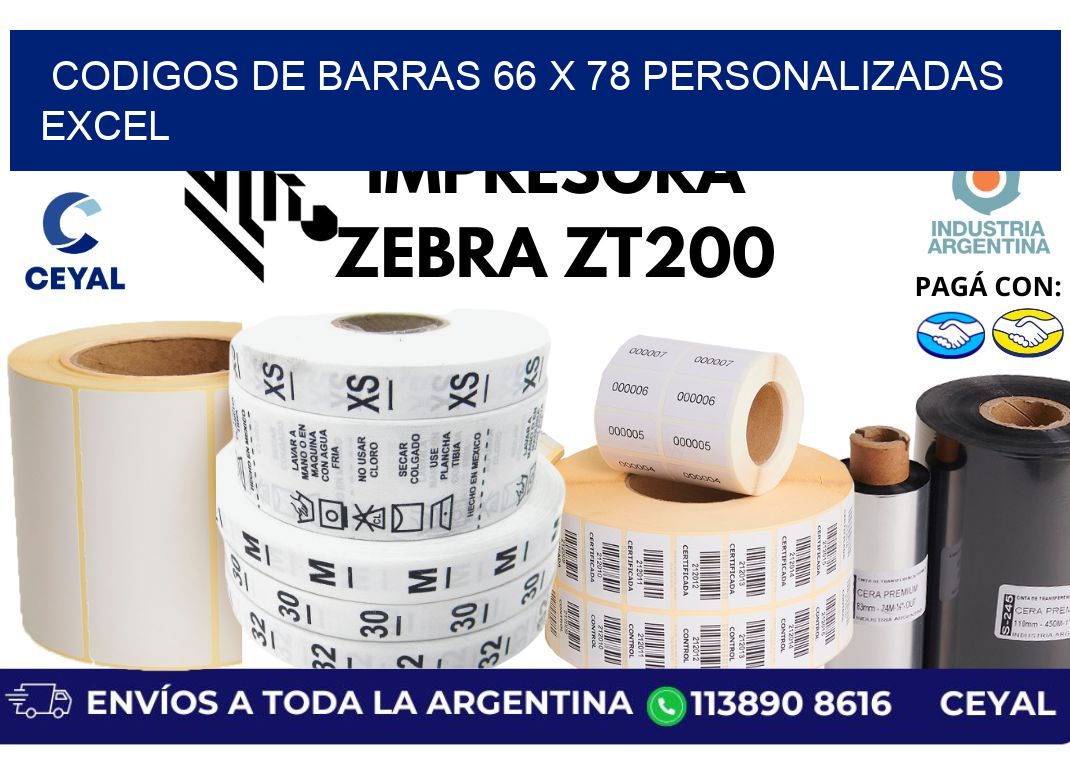 codigos de barras 66 x 78 personalizadas excel