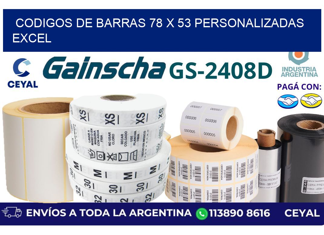 codigos de barras 78 x 53 personalizadas excel