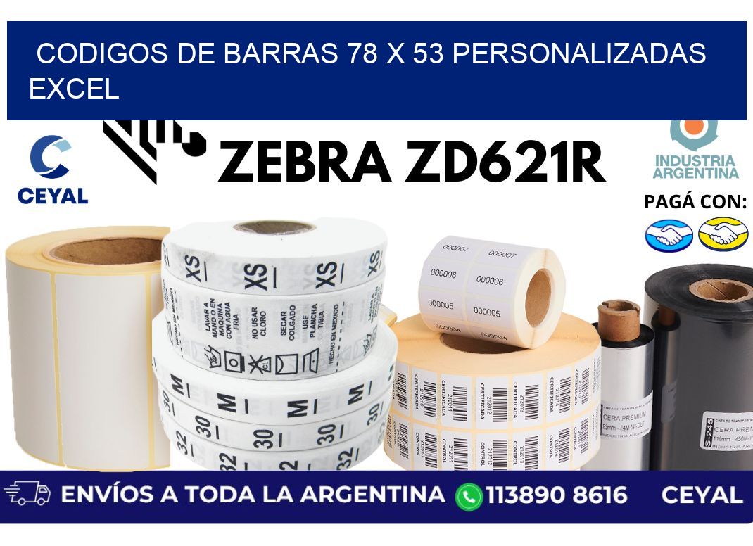 codigos de barras 78 x 53 personalizadas excel
