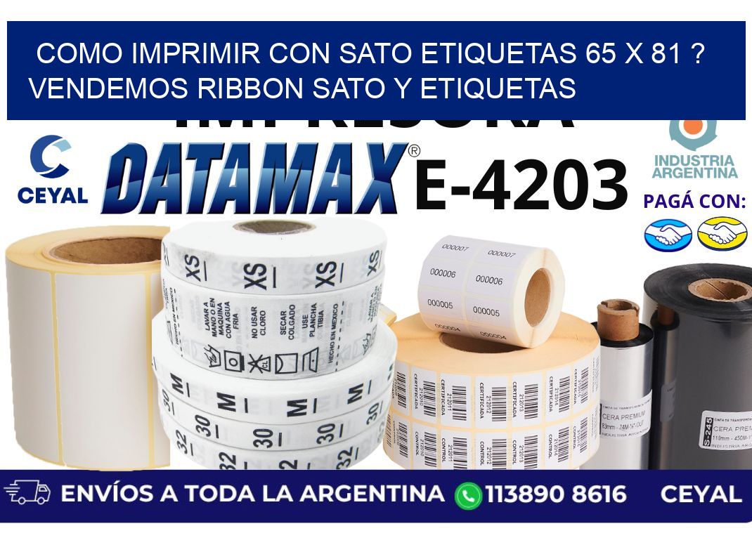 como imprimir con sato etiquetas 65 x 81 ? vendemos ribbon sato y etiquetas