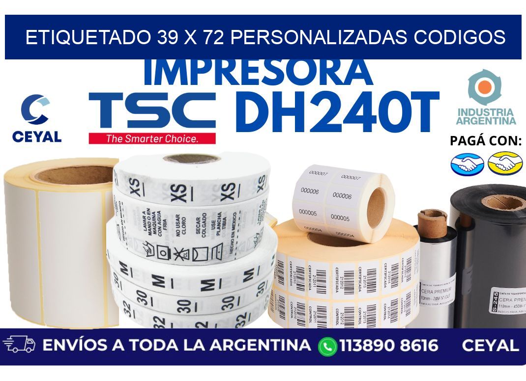 etiquetado 39 x 72 personalizadas codigos