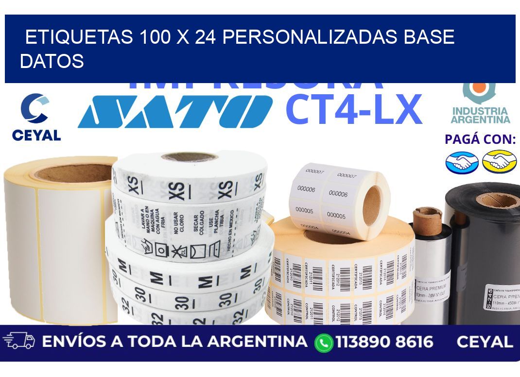 etiquetas 100 x 24 personalizadas base datos