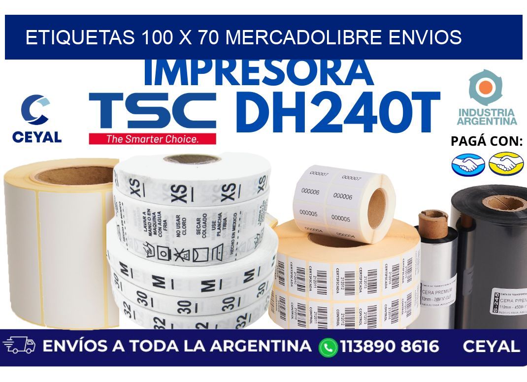 etiquetas 100 x 70 mercadolibre envios