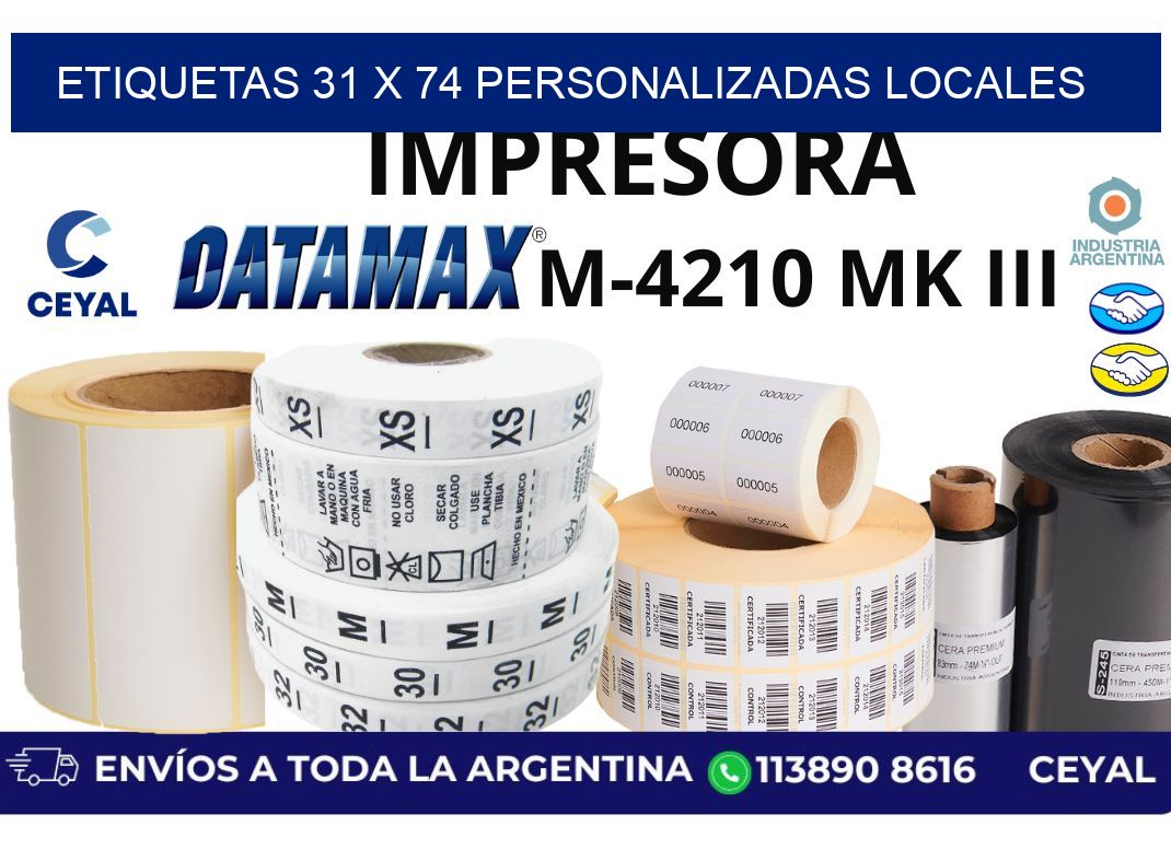 etiquetas 31 x 74 personalizadas locales