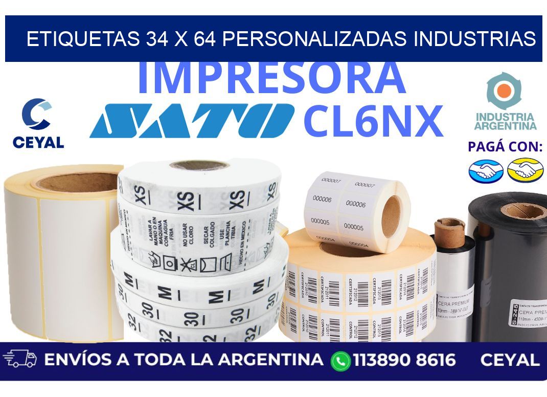 etiquetas 34 x 64 personalizadas industrias