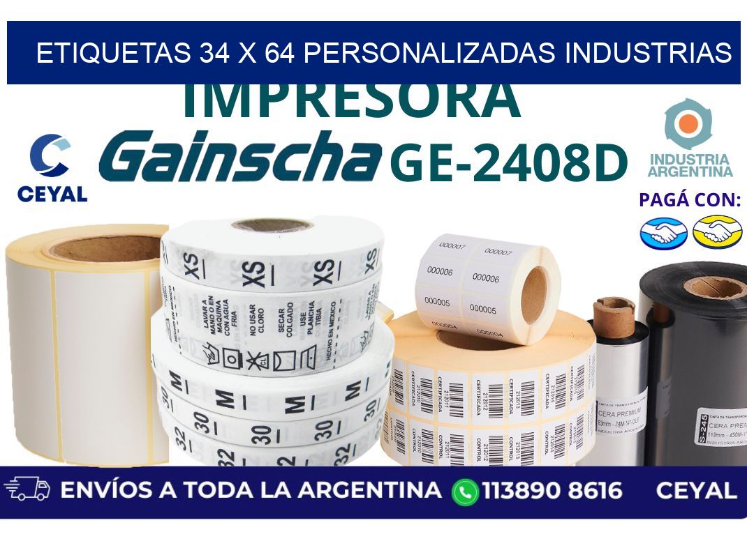 etiquetas 34 x 64 personalizadas industrias
