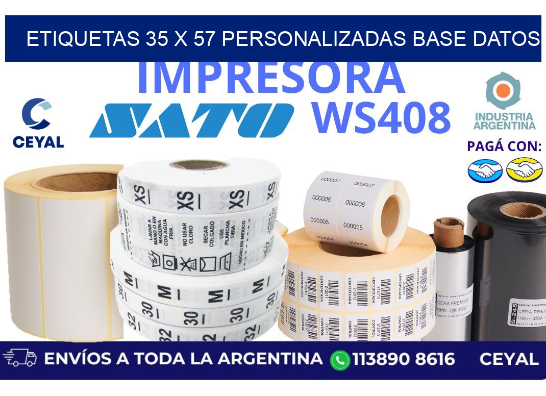 etiquetas 35 x 57 personalizadas base datos