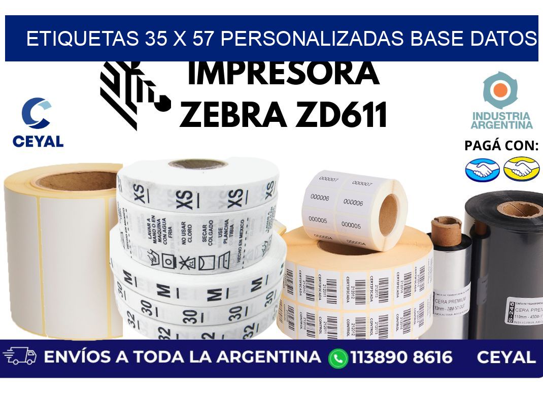 etiquetas 35 x 57 personalizadas base datos