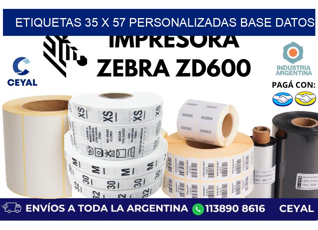 etiquetas 35 x 57 personalizadas base datos