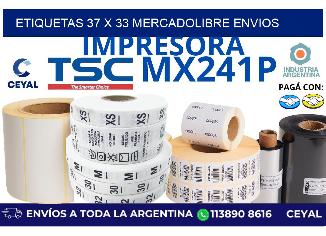 etiquetas 37 x 33 mercadolibre envios