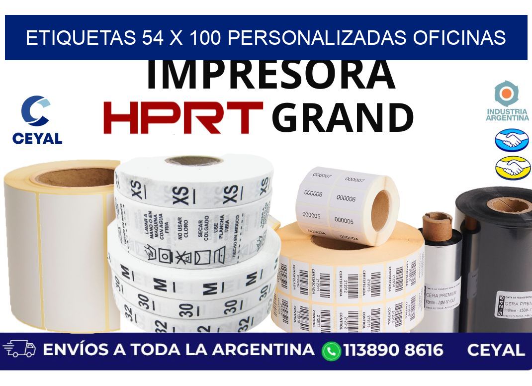 etiquetas 54 x 100 personalizadas oficinas