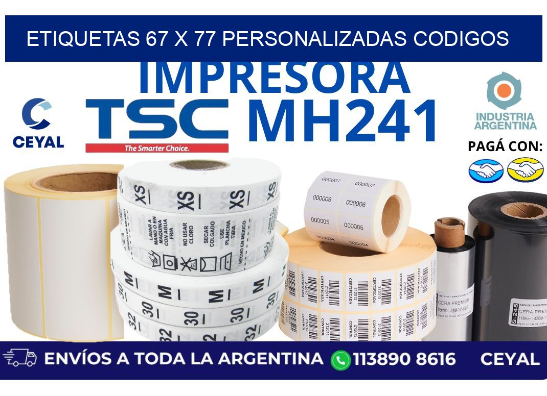 etiquetas 67 x 77 personalizadas codigos