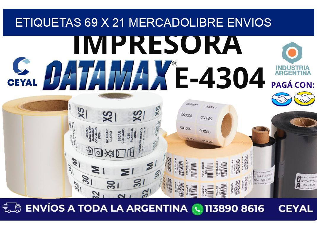 etiquetas 69 x 21 mercadolibre envios