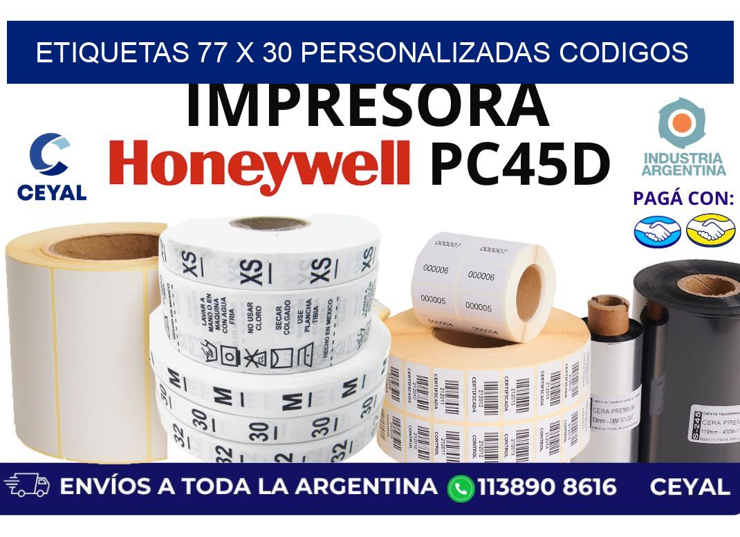 etiquetas 77 x 30 personalizadas codigos