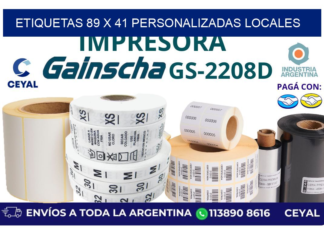 etiquetas 89 x 41 personalizadas locales