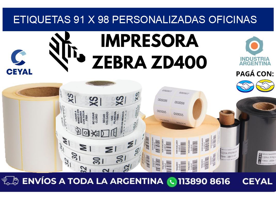 etiquetas 91 x 98 personalizadas oficinas