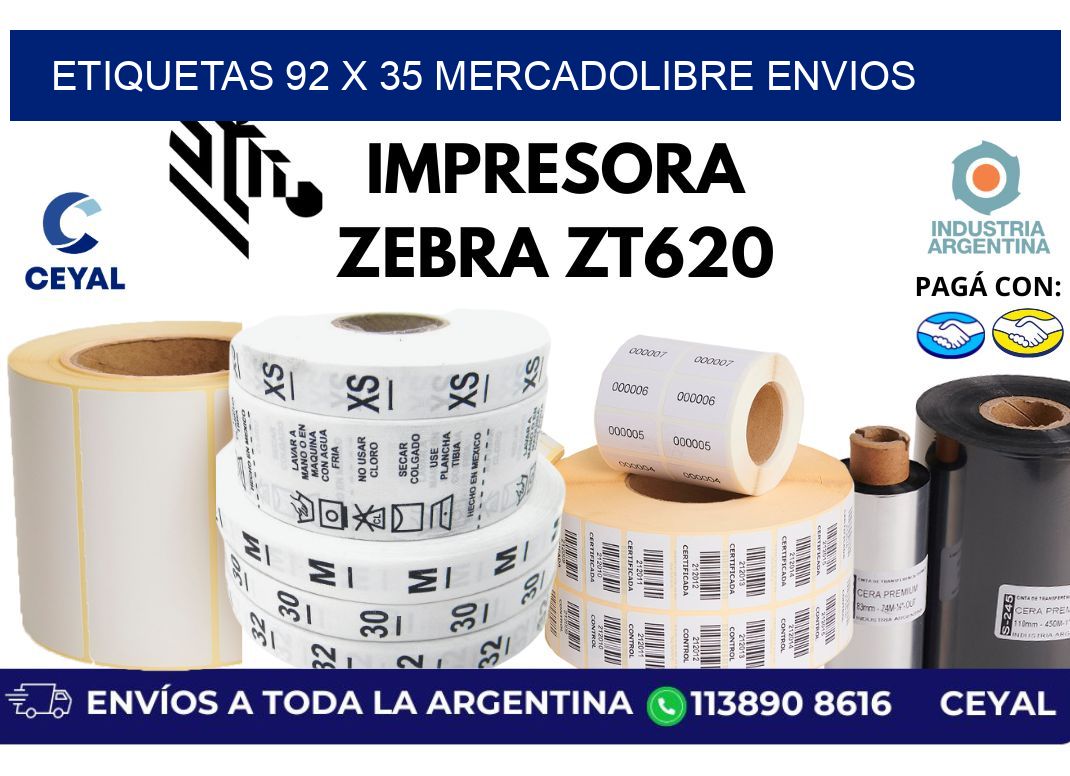 etiquetas 92 x 35 mercadolibre envios