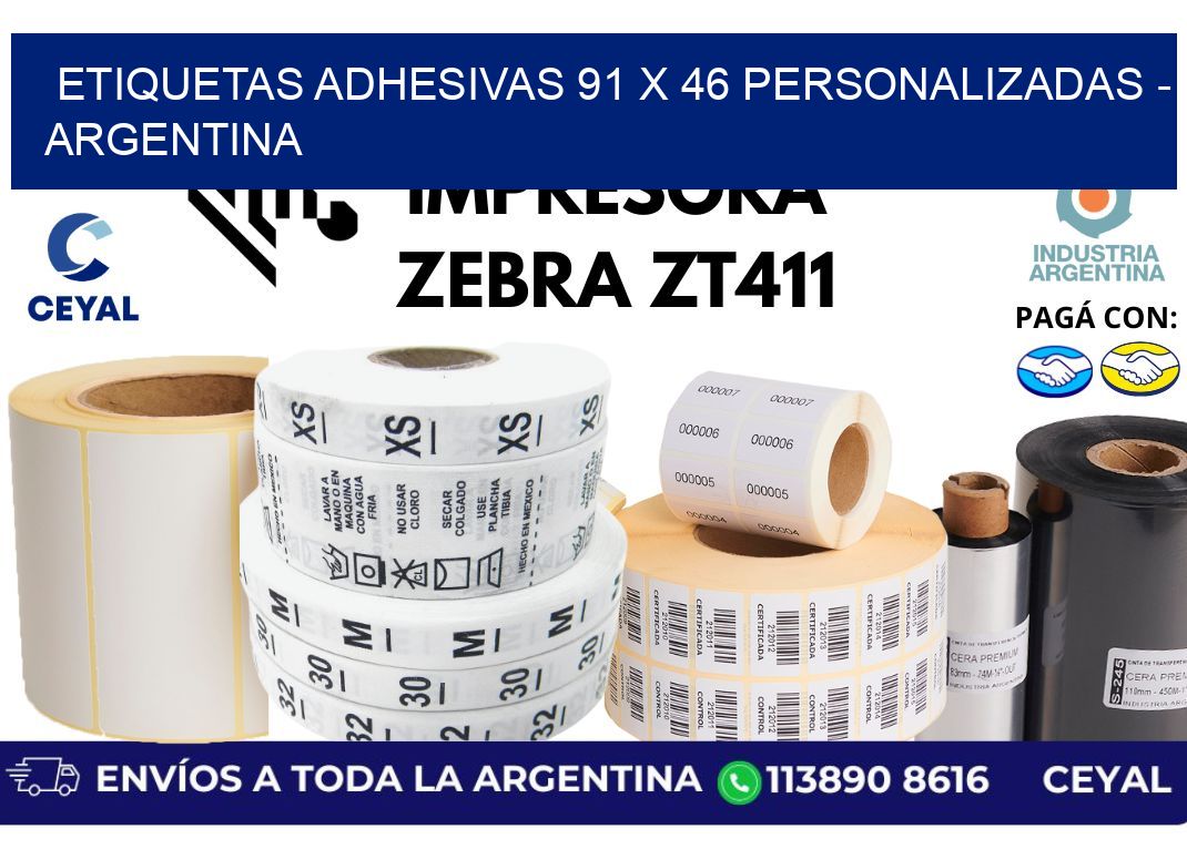 etiquetas adhesivas 91 x 46 personalizadas - Argentina