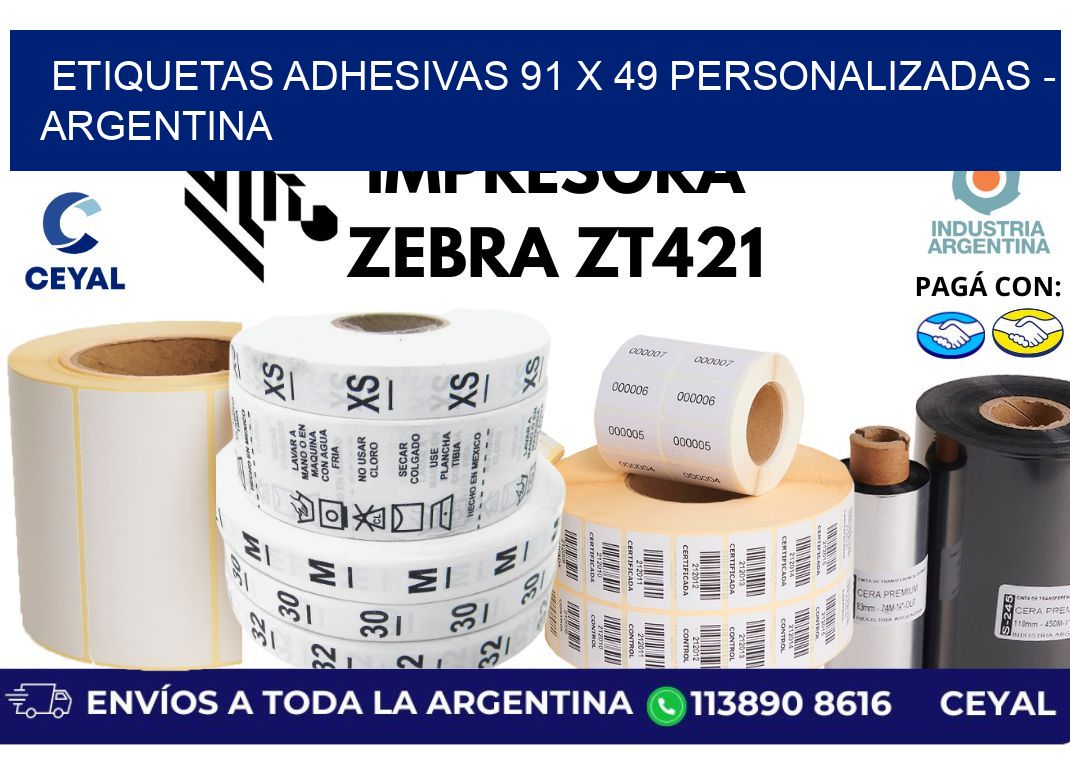 etiquetas adhesivas 91 x 49 personalizadas - Argentina