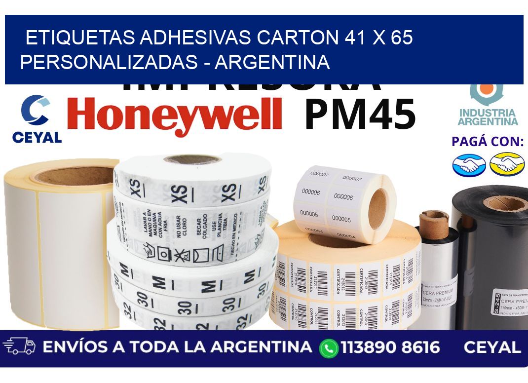 etiquetas adhesivas carton 41 x 65 personalizadas - Argentina