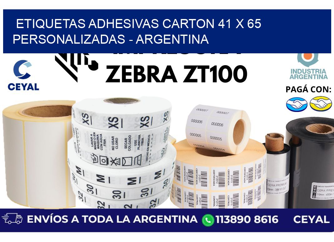 etiquetas adhesivas carton 41 x 65 personalizadas - Argentina