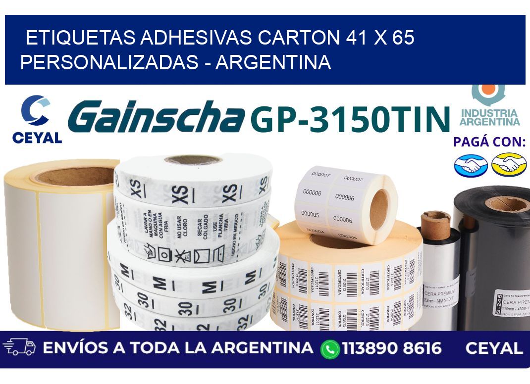 etiquetas adhesivas carton 41 x 65 personalizadas – Argentina