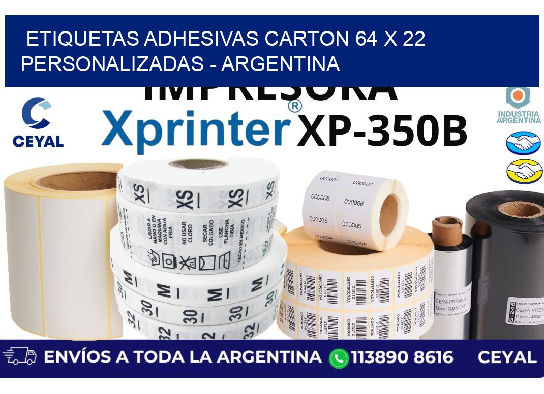 etiquetas adhesivas carton 64 x 22 personalizadas - Argentina