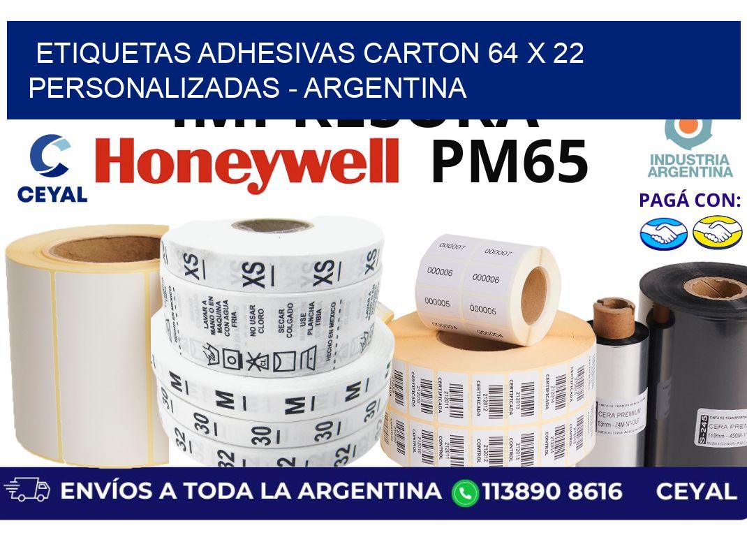 etiquetas adhesivas carton 64 x 22 personalizadas - Argentina