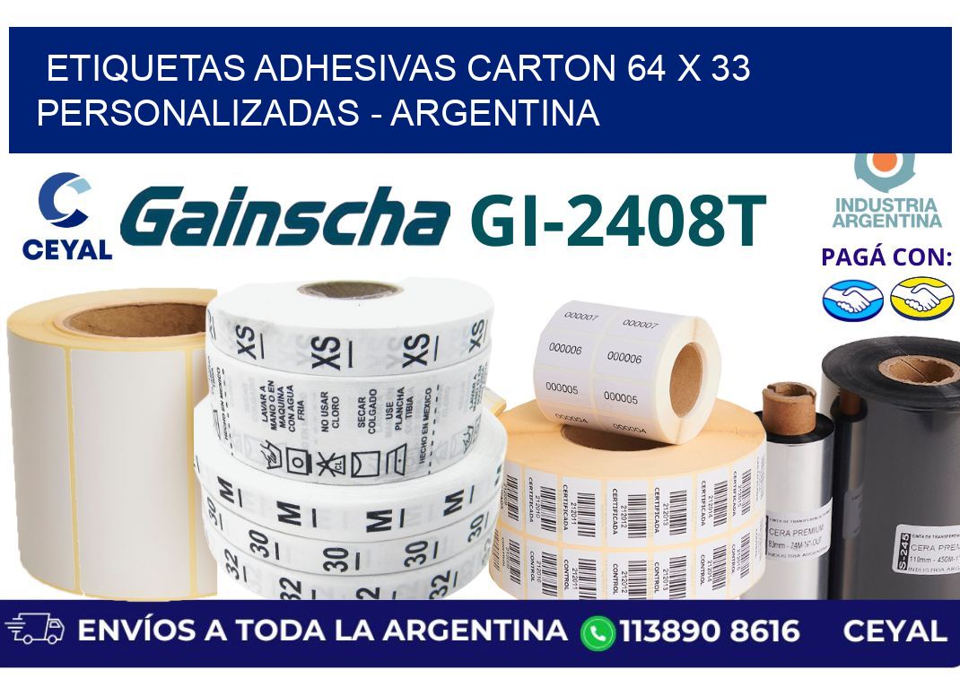 etiquetas adhesivas carton 64 x 33 personalizadas – Argentina
