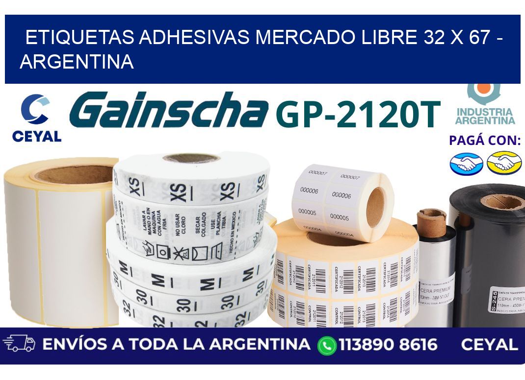 etiquetas adhesivas mercado libre 32 x 67 - Argentina