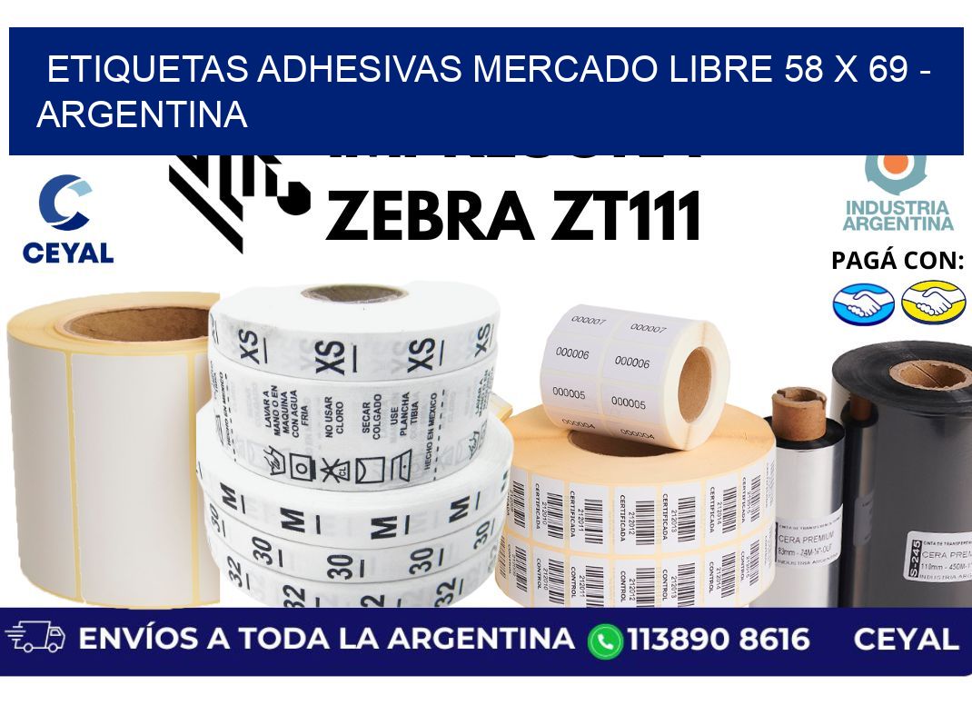 etiquetas adhesivas mercado libre 58 x 69 - Argentina
