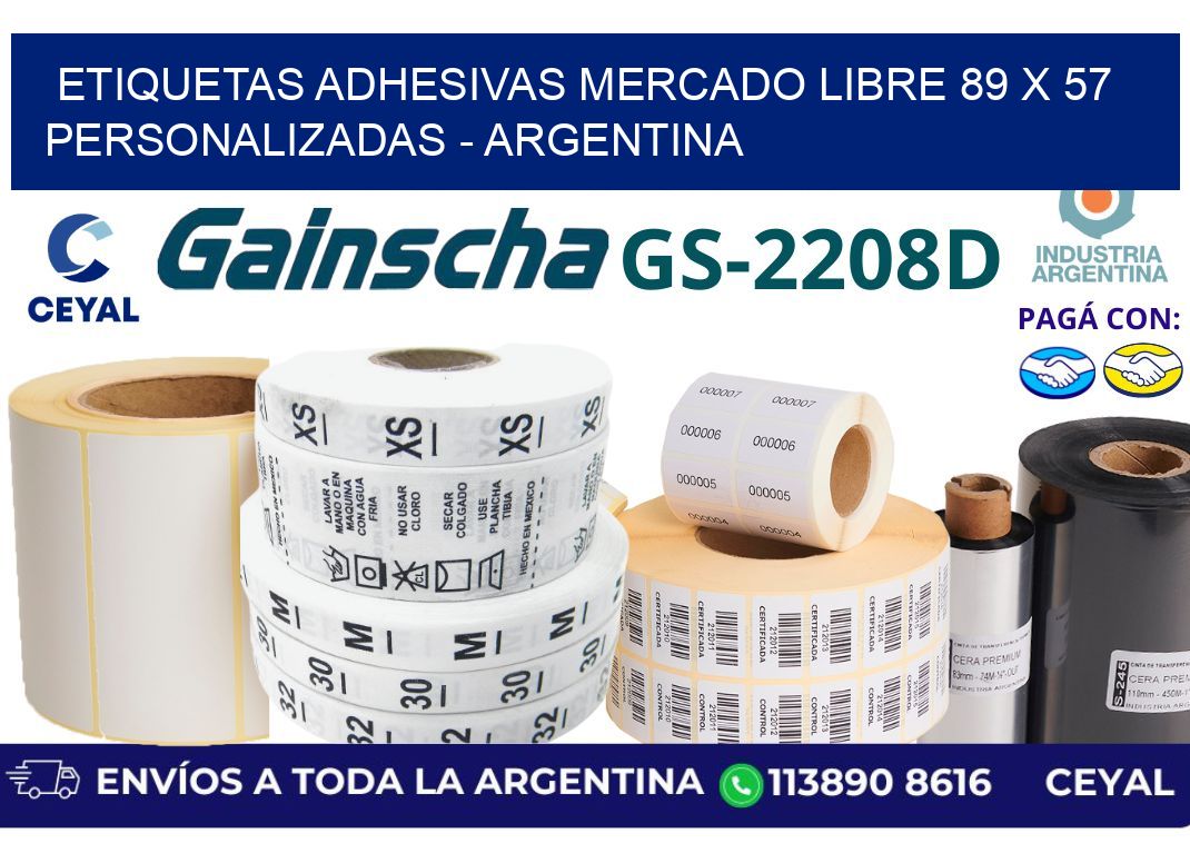 etiquetas adhesivas mercado libre 89 x 57 personalizadas – Argentina