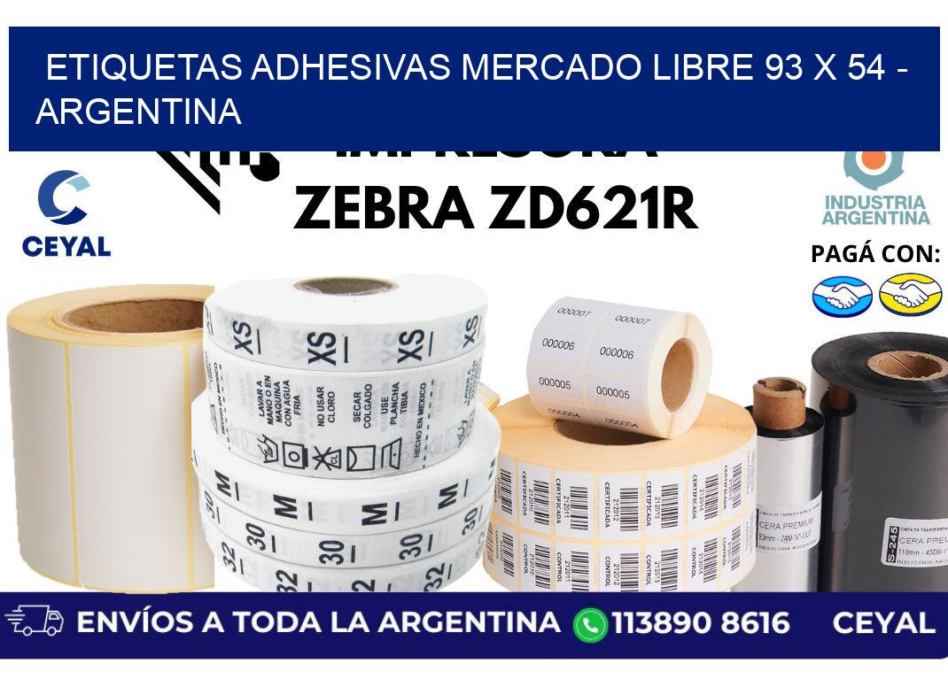 etiquetas adhesivas mercado libre 93 x 54 - Argentina